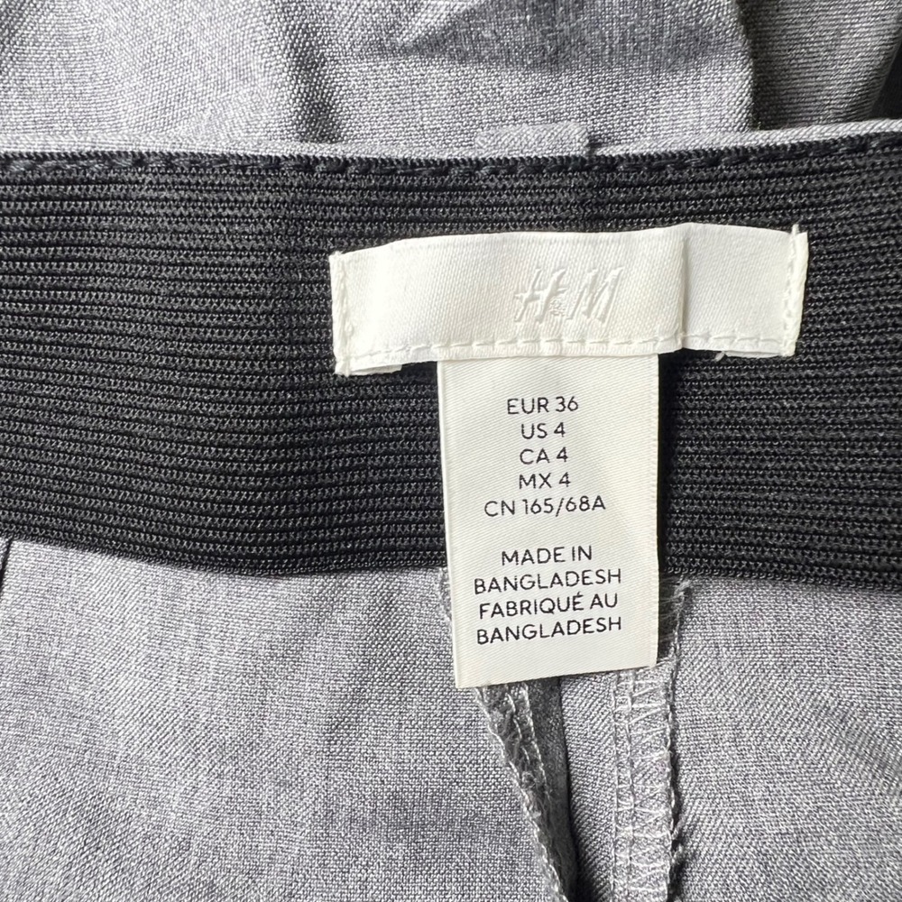H&M Gray Wide Leg Trousers Women Size 4 Pleated High Rise 90s Minimalism Clean - Picture 7 of 10